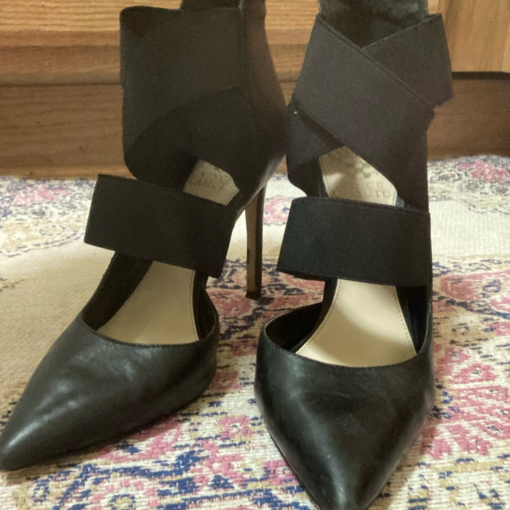 Black strapped heels
